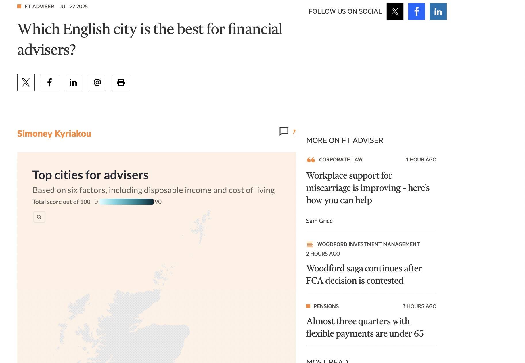 Screenshot from FT Adviser study